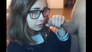 Dirty Emo Slut Sucks Micropenis, Gets Big Facial on her Face and Dress