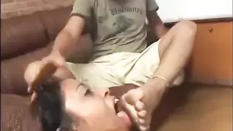Foot Fetish Man Domination on Girl Lick Dirty Feet