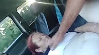 Red Head Cumz Long Loud & Hard, Pounding from Monstrous Dick while getting Choked makes Meaty Beaver Drip