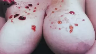 Monstrous Tits Covered in Jelly with Sleazy Talk!
