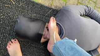 Empress Jade uses her Human Doormat on Vacation to Blow Clean her Kinky Feet (Preview)