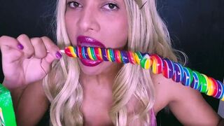 Asmr- Nasty Blowing on a Lollipop, Mix Candy (Rainbow, Dubble Bubble, Jolly Rancher, Cherry Canes) S