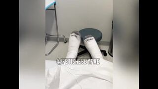 Showing off my Naughty White Socks in the Doctors Office