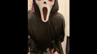 Halloween edition: ghostface. Masturbating with naughty talk and climax hard