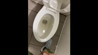 RT Running through public to sleazy restroom bladder shy weak stream piss seat floor STAY UNTIL END