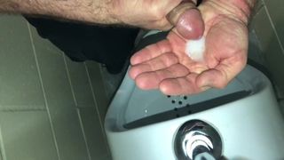 Solo Male Sleazy Talk - Risky Public Washroom Masturbate At The Urinal And Sucking My Facial