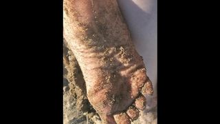 Femdom Sandy Naughty Feet Wrinkled Soles Giantess Feet Foot Bizarre Outside on Beach Stomping