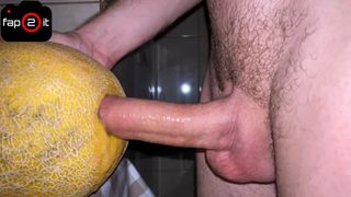 Horny Lover Fucking a Juicy Melon while Moaning until Cream Pie - 4K