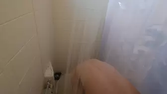 Naughty mechanic takes shower after hard day of work