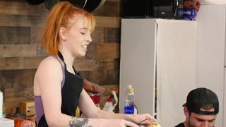 Madi Collins gets her hands naughty making smash burgers