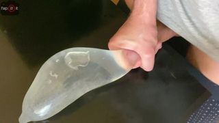 Horny Dude Moaning while Fucking his Own Hand and Sperm alot inside Condom filled with Water - 4K