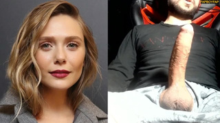 Gooner beta male jerking off on the photo of Elizabeth Olsen