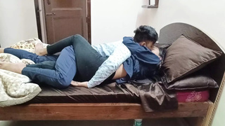 Indian nasty lovers horny kissing and fucking home alone