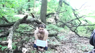 Goddess Gloria humiliating her slave in the woods