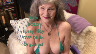 Sweet Old Lady Micro Bikini POINT OF VIEW Solo Orgasms With DVP Dildoes!