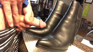 Masturbating, Climax All Over Wife’s Leather High Heels - Right Before She Leaves For Work