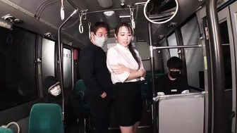 Chinese office bitch with huge natural breasts and massive butts have her first time group sex sex on the bus