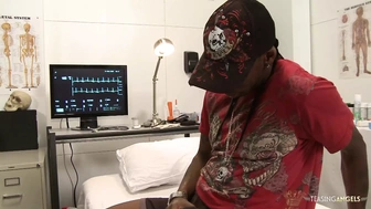 Dirty doctor drools on a BBC and takes it deep in her snatch