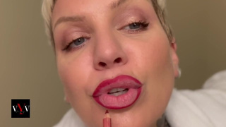 LIPSTICK DESIRES are youre Slutty secretly watching FEMDOM milf The Slut VYV applies red velvet lipstick