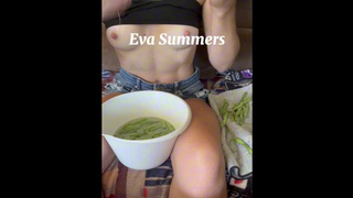 Snapping Greenbeans from my Garden ???? Slutty Blonde Skinny Perfect Natural Boobies Titty Drop Tease