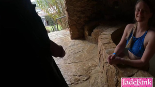Ravishing gf Jade Kink swallowing bf huge dong in public sauna